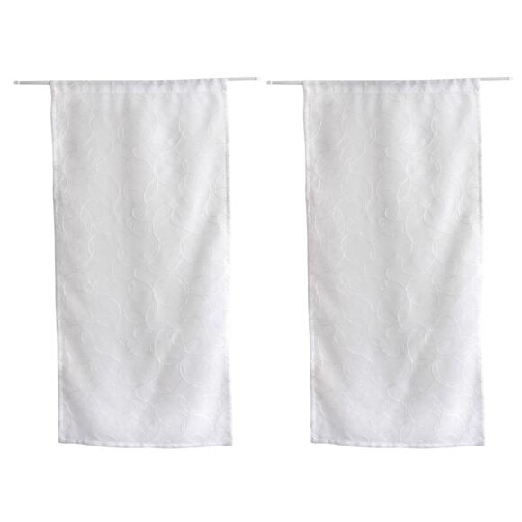 Coppia di tende trasparenti ricamate (60 x 90 cm) Galet Bianco 3