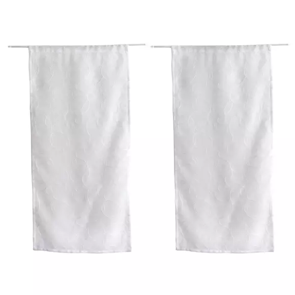 Paire de voilages brodés (60 x 90 cm) Galet Blanc 3