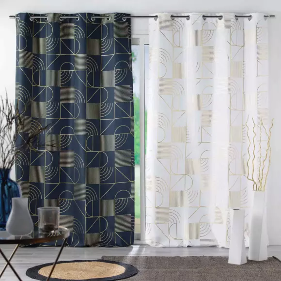 Cortina  semi-opaca(140 x 280 cm) Lineor Azul marino 2