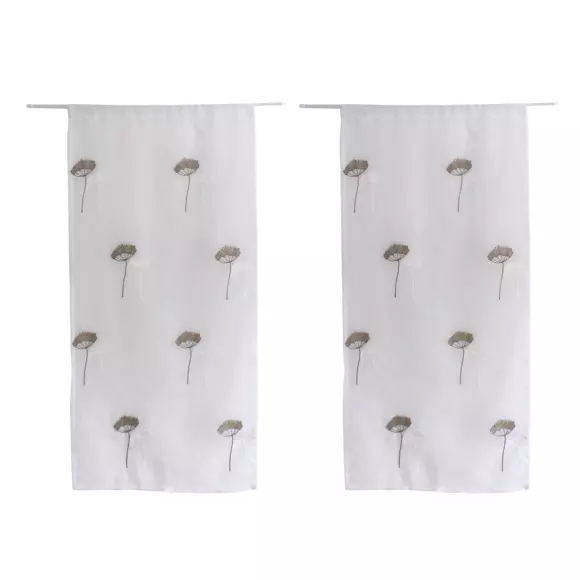 Paire de voilages brodés (60 x 120 cm) Cosmos Gris 3