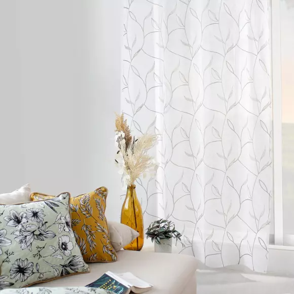 Voilage brodé (140 x 240 cm) Lily Gris 3