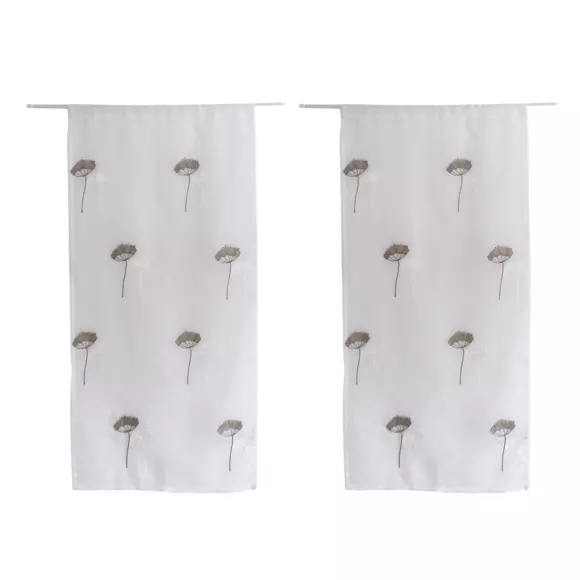 Paire de voilages brodés (60 x 90 cm) Cosmos Gris 3