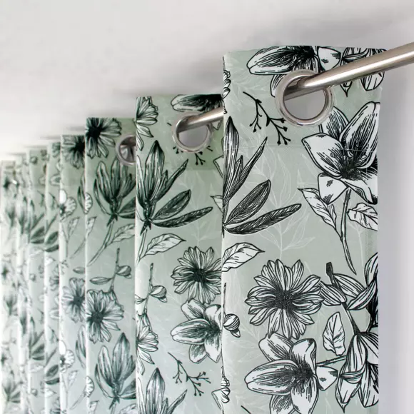 Rideau (135 x 240 cm) Lily Blanc et vert sauge 2