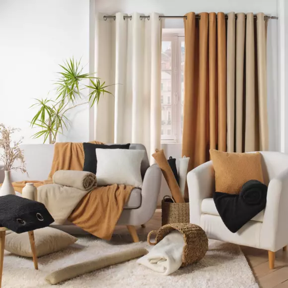 Cortina con rizos (140 x 240 cm) Woly Beige