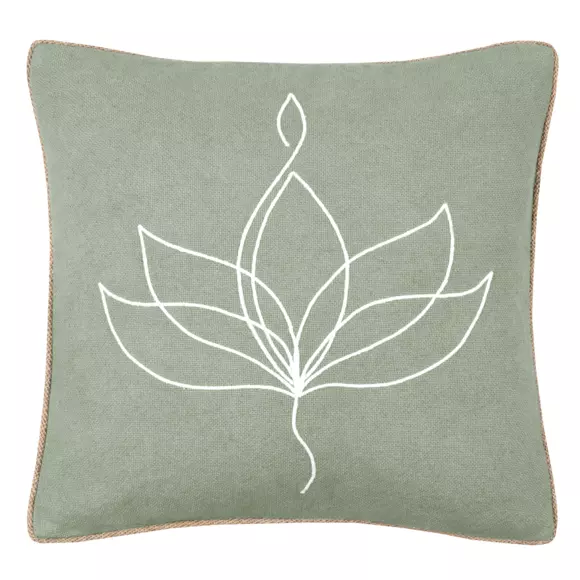 Coussin carré coton recyclé (40 cm) Asana Vert sauge 2