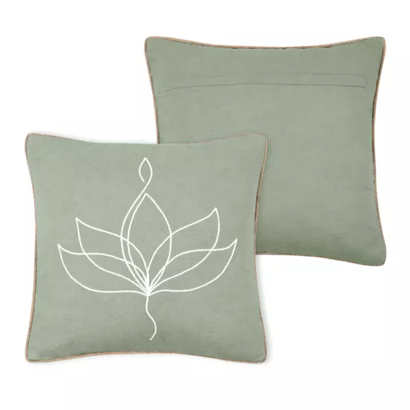 Coussin carré coton recyclé (40 cm) Asana Vert sauge 3