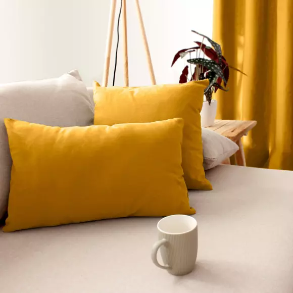 Coussin carré (60 cm) Etna Jaune moutarde 2