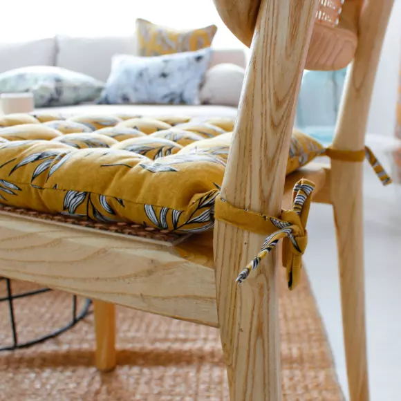 Cojín de silla cuadrado Lily Amarillo ocre 3