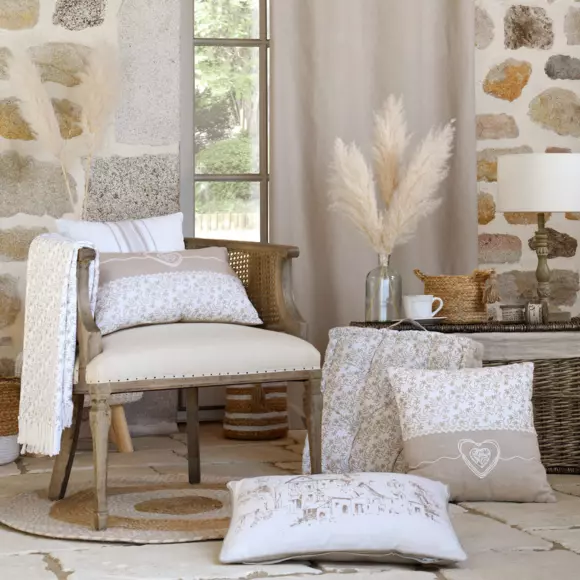 Coussin carré coton (40 cm) Sophie Beige 2