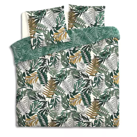 Housse de couette et deux taies coton (260 cm) Tropik Verte 2