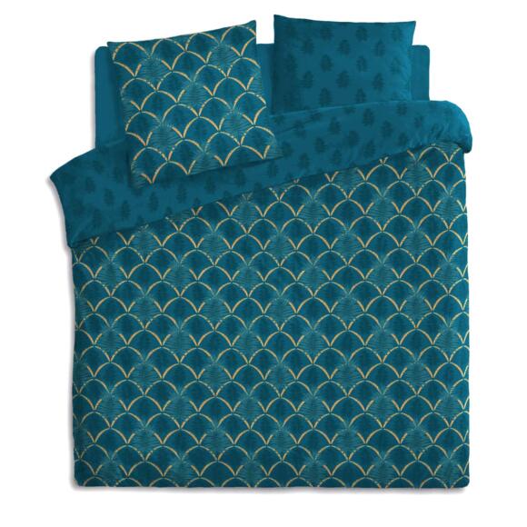 Copripiumino e due federe quadrate cotone (240 cm) Art D Blu anatra 2