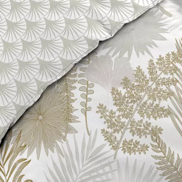 Housse de couette et deux taies percale de coton (260 cm) Melisse Beige 2