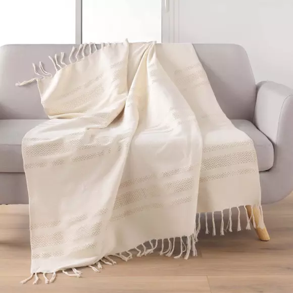 Plaid coton (150 cm) Doreline Ecru