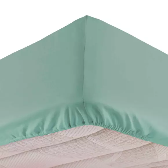 Drap housse coton lavé (160 cm) Linette Vert sauge 2
