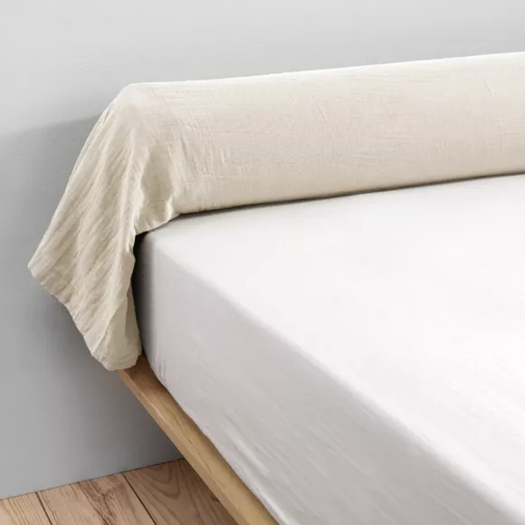 Funda de almohada travesaño en gasa de algodón (L185 cm) Gaïa Beige pampa 3