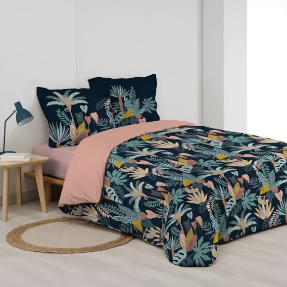 Housse de couette et deux taies coton (240 cm) Guinea Bleue 2