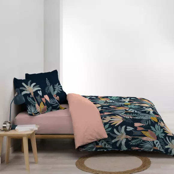 Housse de couette et deux taies coton (240 cm) Guinea Bleue 3