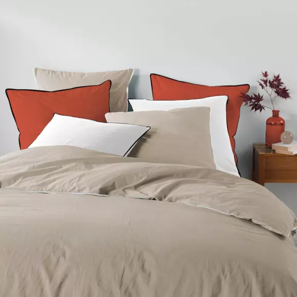 Bettwäsche aus gewaschener Baumwolle (240 cm) Linette Beige 2