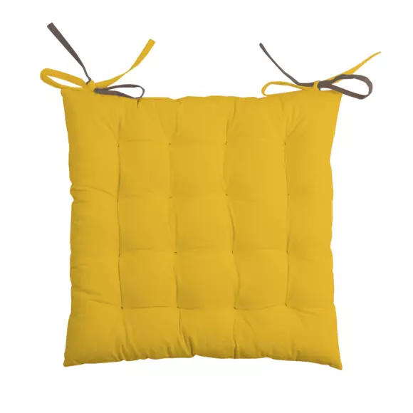 Coussin de chaise carré Duo Jaune moutarde