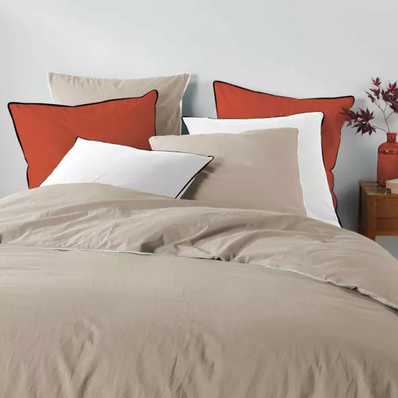 Lenzuolo con angoli cotonee lavato (140 cm) Linette Beige 3