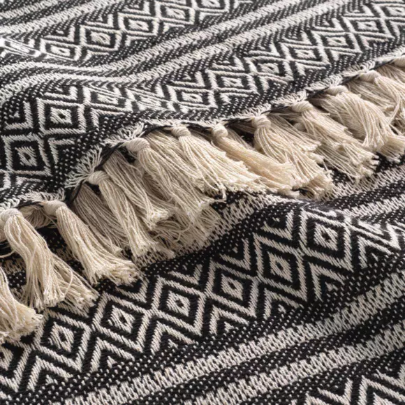 Plaid coton (150 cm) Joly Noir
