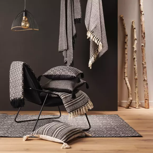 Plaid coton (150 cm) Joly Noir