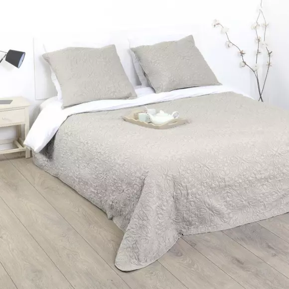 Copriletto e due federe quadrate (240 x 260 cm) Arabesco Lino 2