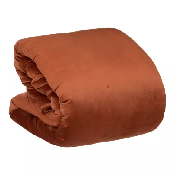 Couvre-lit velours (240 x 260 cm) Jil Terracotta