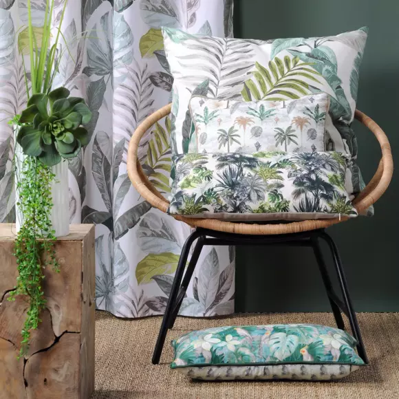 Coussin carré (60 cm) Calathea Bleu céladon 2