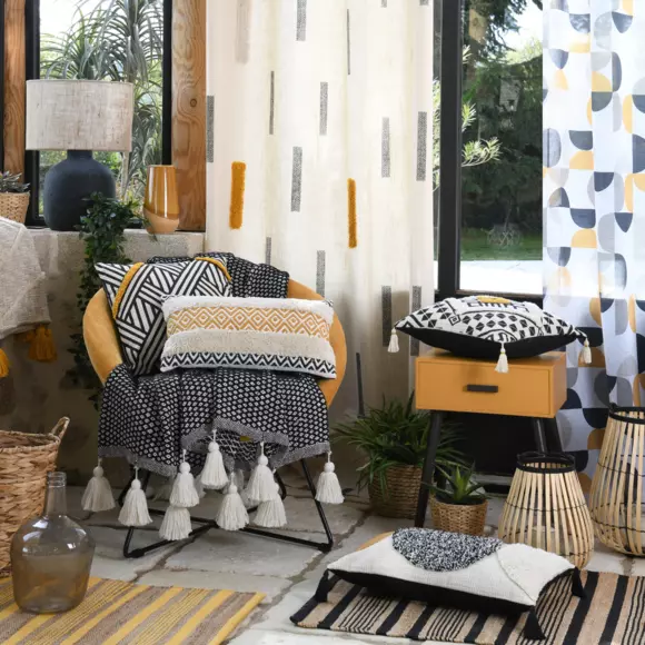  Cobija de sofá en algodón (150 cm) Beloha Negro 2