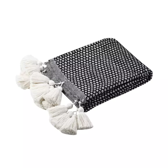 Jeté de canapé coton (150 cm) Beloha Noir 3