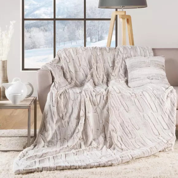 Housse de coussin carrée fausse fourrure (40 cm) Lynx Beige