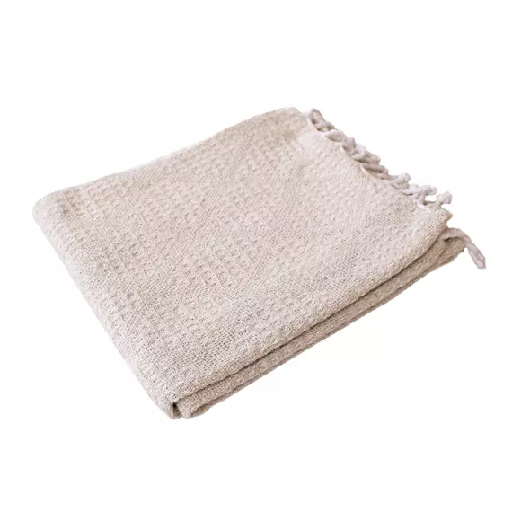 Plaid coton recyclé (160 cm) Dune Ecru 2