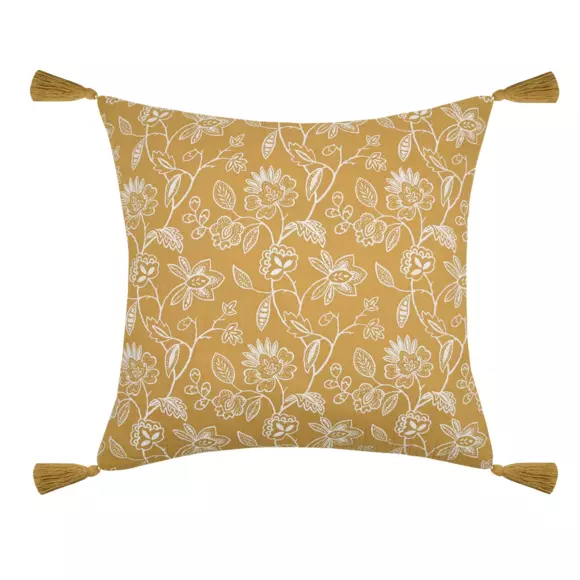 Cojín cuadrado gasa de algodón (40 cm) Sunda Amarillo mostaza