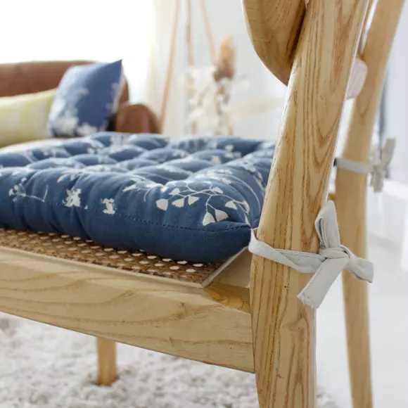Cojín de silla cuadrado Herbier Azul 3