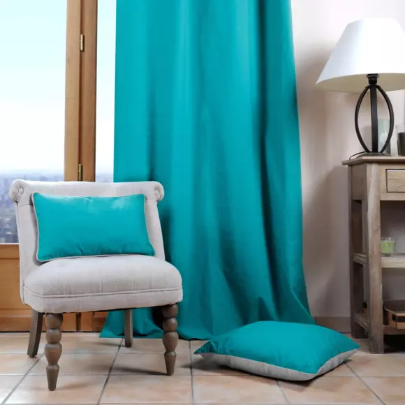 Coussin rectangulaire (50 cm) Duo Bleu céladon
