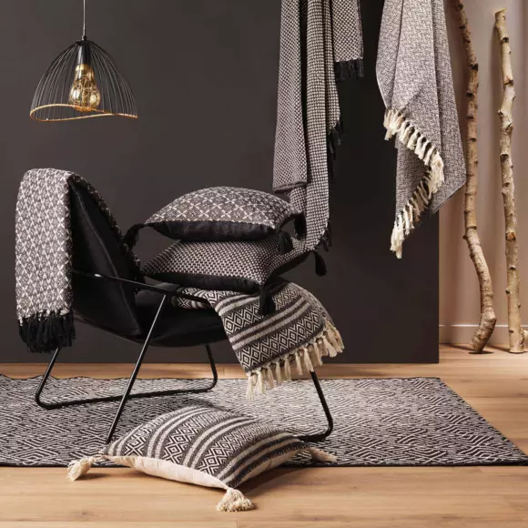 Plaid coton (150 cm) Junon Noir