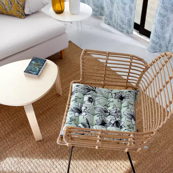 Coussin de chaise carré Lily Vert sauge 2