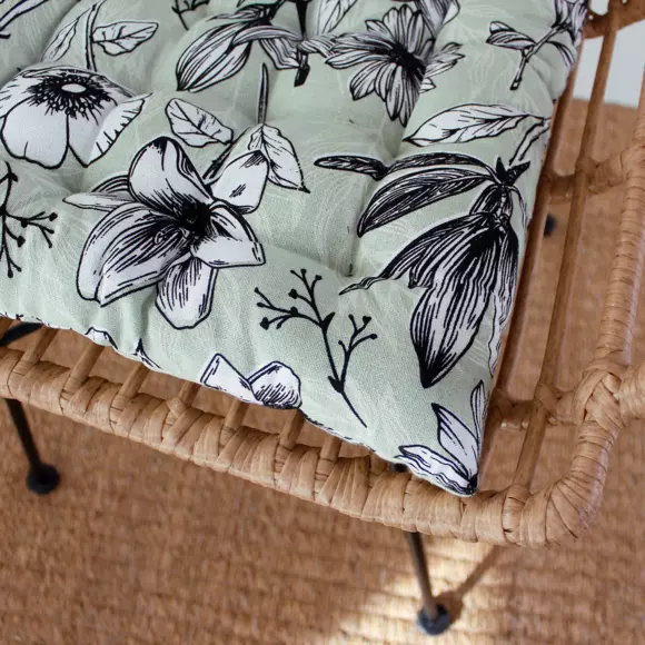 Coussin de chaise carré Lily Vert sauge 3