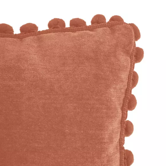 Coussin carré (40 cm) Pompons Rouge terracotta 3