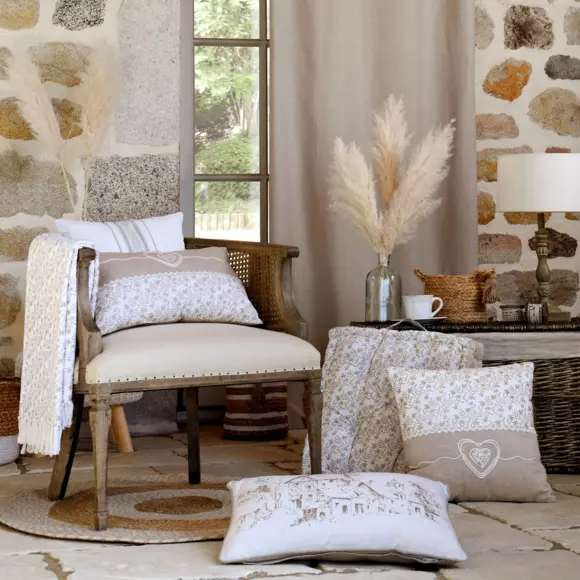 Jeté de canapé coton (150 cm) Sophie Beige 2