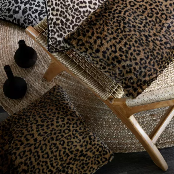 Coussin carré fausse fourrure (45 cm) Panthera Marron 2