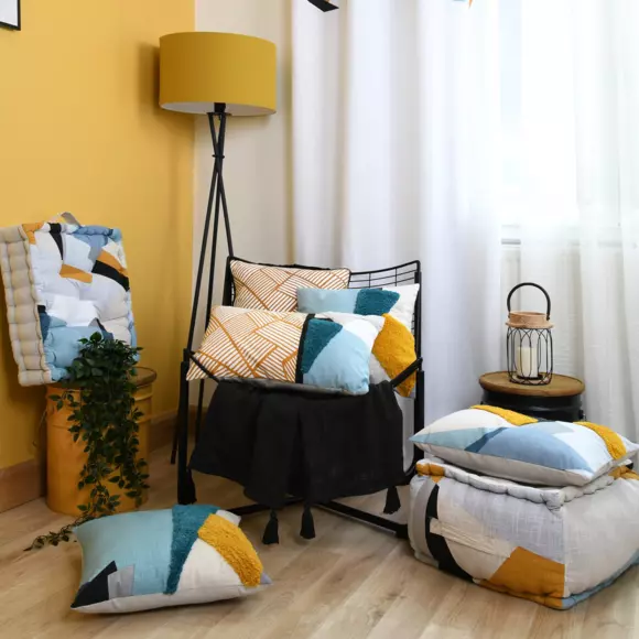 Coussin rectangulaire (50 cm) Quadro Jaune moutarde 2