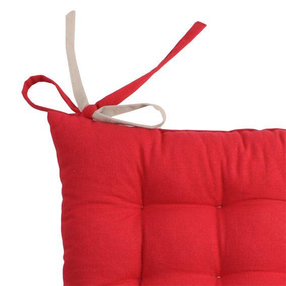 Cojín de silla cuadrado Duo Rojo y lino 2