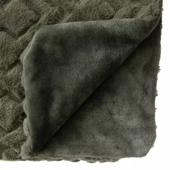 Plaid fausse fourrure (160 cm) Mara Vert kaki 2