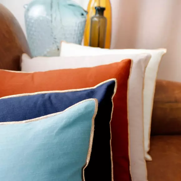 Coussin carré (40 cm) Vegetalis uni Bleu lagon 3