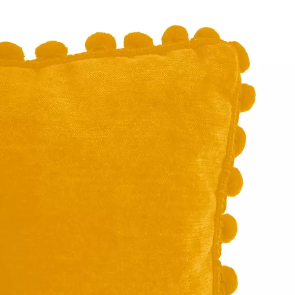 Cuscino quadrato (40 cm) Pompons Giallo ocra 3
