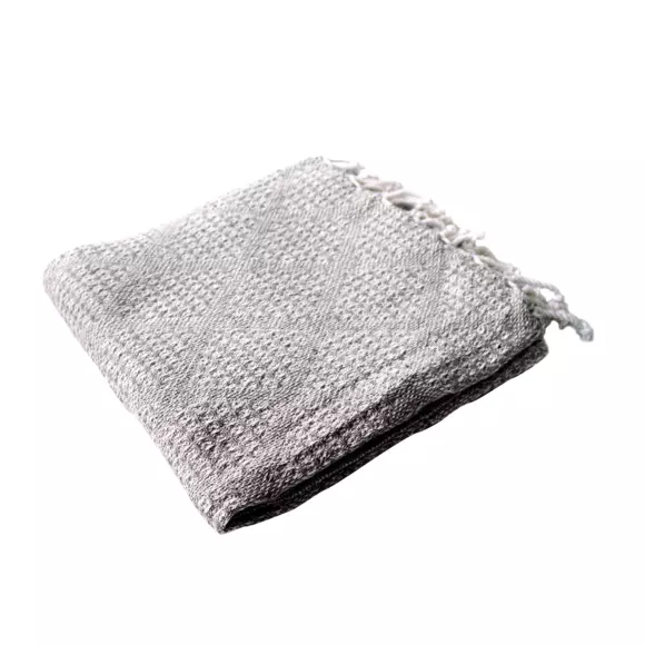 Plaid coton recyclé (160 cm) Dune Gris clair 2