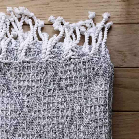 Plaid coton recyclé (160 cm) Dune Gris clair 3