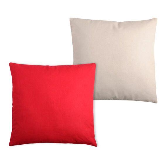 Cuscino Bicolore Rosso e lino 2